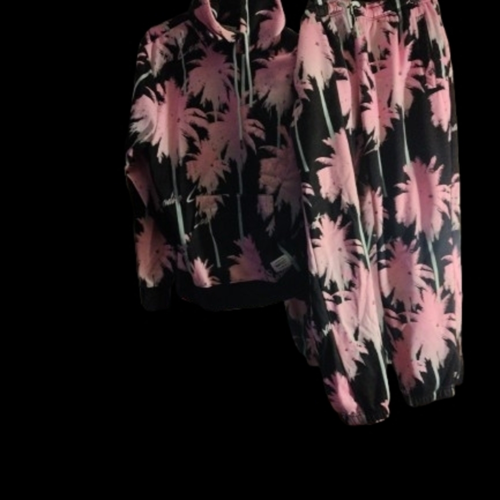 Unisex Pink and Black Palm Tree Tracksuit